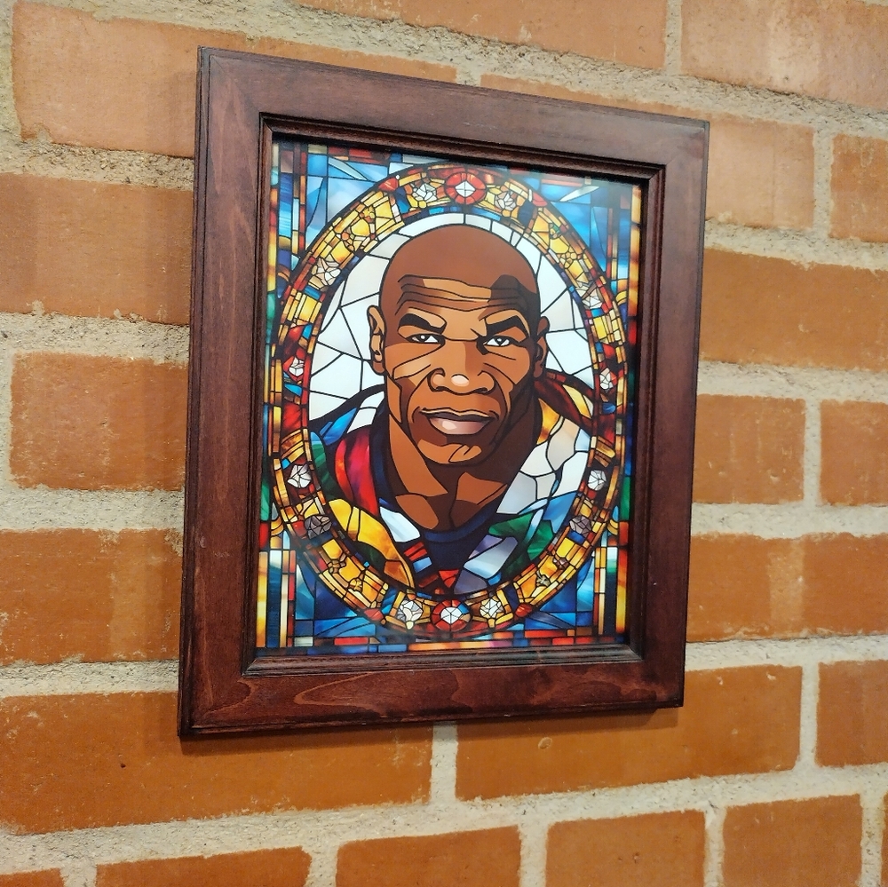 Mike Tyson Stained Glass Style Framed Art Print By Neon Nicho